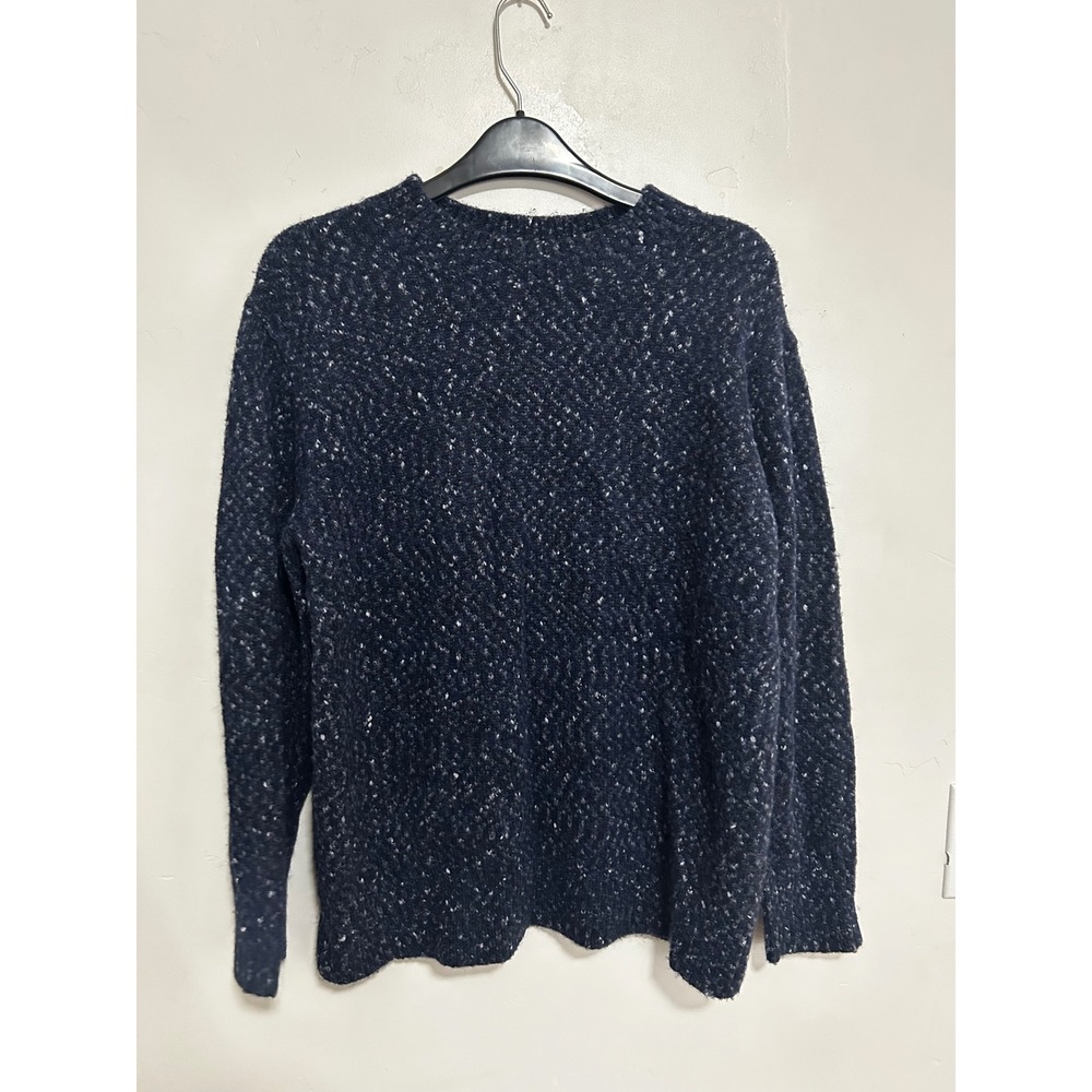 Vince Navy Blue Speckled Alpaca Wool Silk Blend Crewneck Sweater Mens Medium